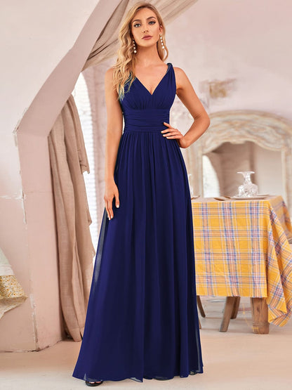 MsDresslyEP Formal Dress Pleated Sleeveless V-Neck Chiffon Maxi Dress DRE230977747RBL4
