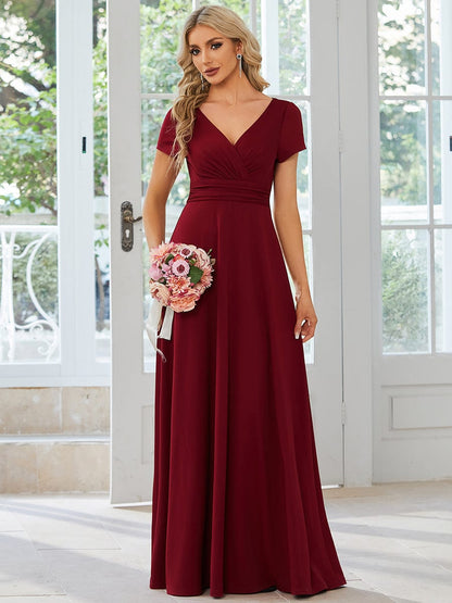 MsDresslyEP Formal Dress Simple Pleated Empire Waist A-Line Bridesmaid Dress DRE2310040020DRD4