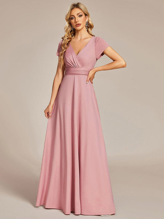 MsDresslyEP Formal Dress Simple Pleated Empire Waist A-Line Bridesmaid Dress DRE2310040020PNK4