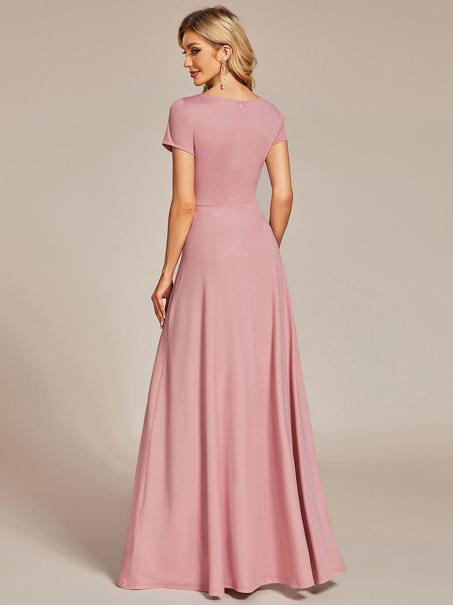 MsDresslyEP Formal Dress Simple Pleated Empire Waist A-Line Bridesmaid Dress