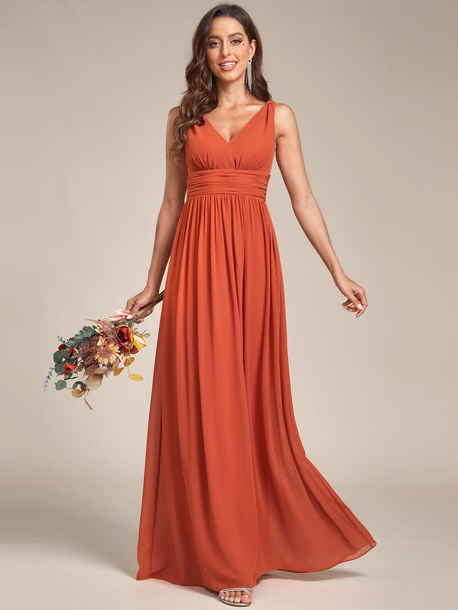 MsDresslyEP Formal Dress Sleeveless V-Neck Plain Chiffon Maxi Bridesmaid Dress DRE2310040007ORA4