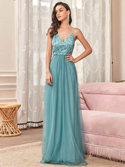 MsDresslyEP Formal Dress Soft Spaghetti Straps V-Neck Embroidery Evening Dress DRE2310040015LBL4
