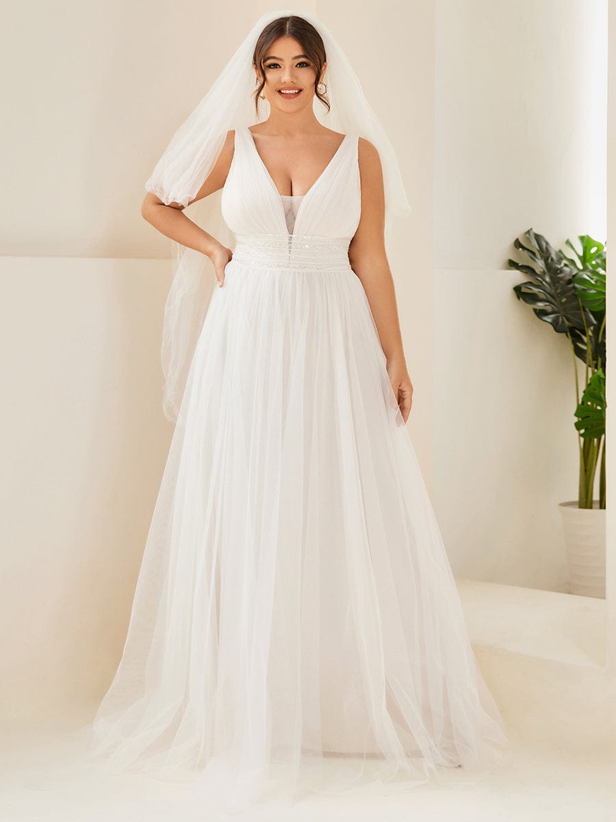 MsDresslyEP Formal Dress Vintage Sleeveless Lace Sheer Empire Waist A-Line Wedding Dress