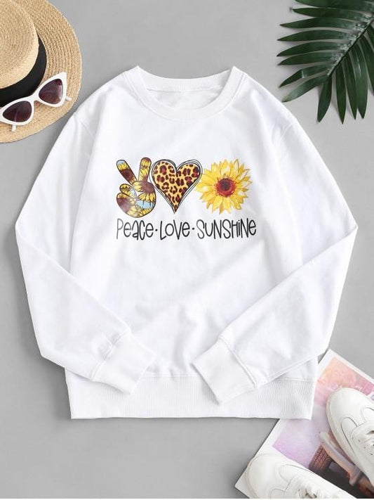 French Terry Sunflower Heart Gesture Graphic Sweatshirt SWE210309129S S