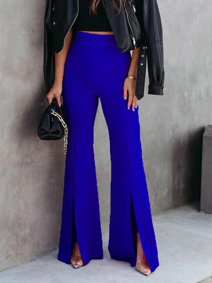 Front Slit Flare Leg Pants MS231013010749FS Royal  Blue / S