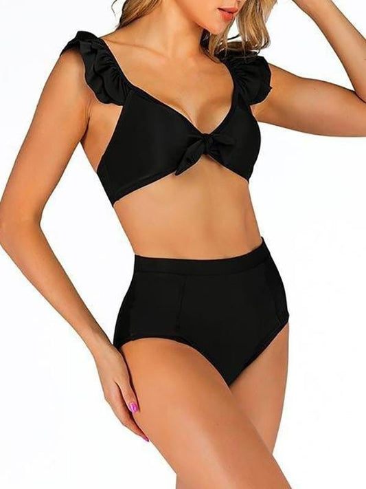 Fuffle Strap Triangle High Waist Flash Swimsuit SWI210406135BLAS Black / S