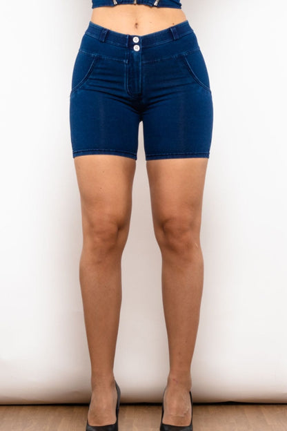 Full Size Buttoned Skinny Denim Shorts MS231013020929FXS Navy / XS