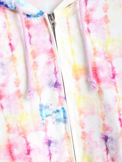 Full Zip Tie Dye Cropped Hoodie