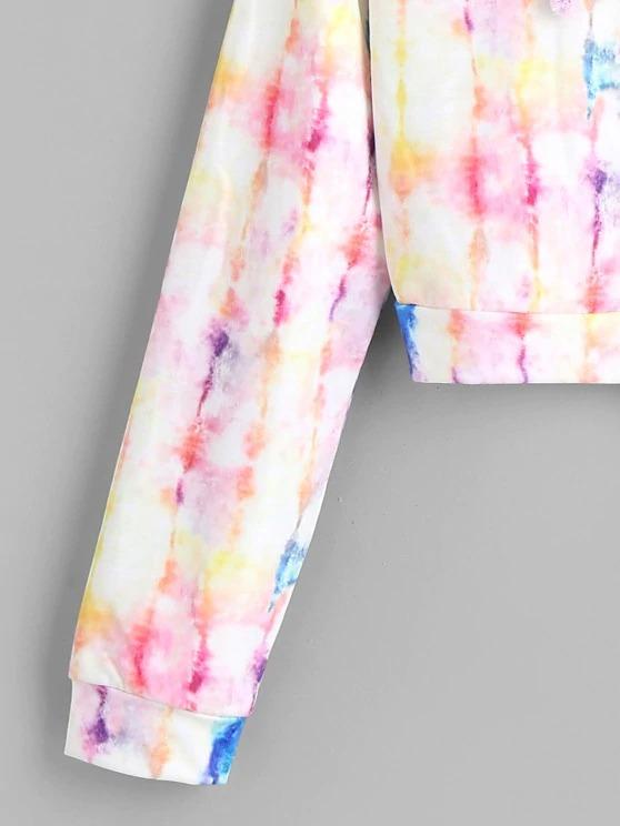 Full Zip Tie Dye Cropped Hoodie