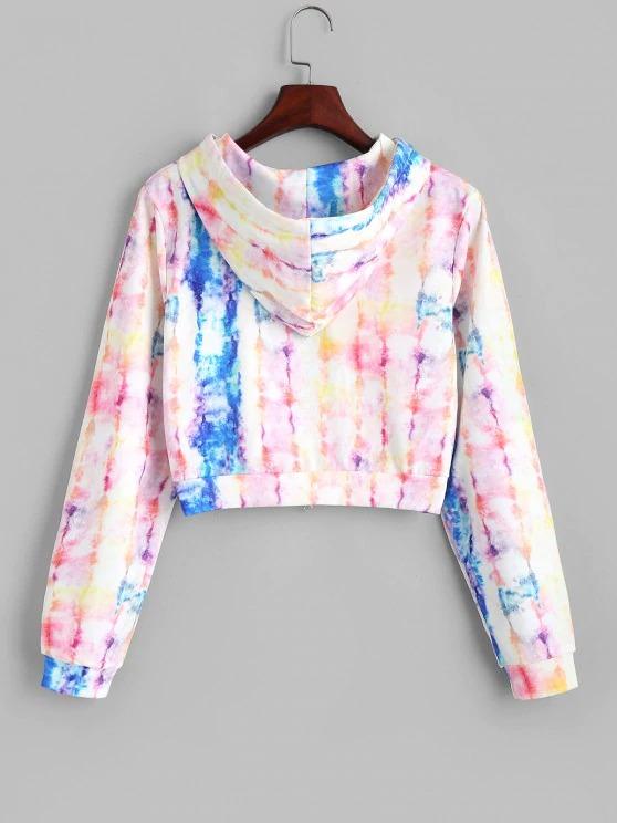 Full Zip Tie Dye Cropped Hoodie