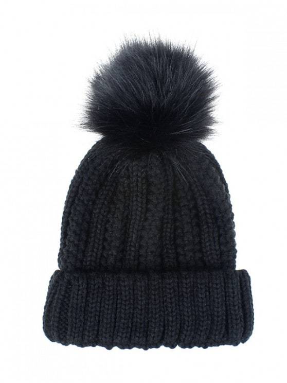 Fuzzy Ball Classic Winter Knitted Hat for Women BEA210225166BLA Black