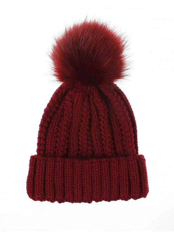 Fuzzy Ball Classic Winter Knitted Hat for Women BEA210225166RED Red