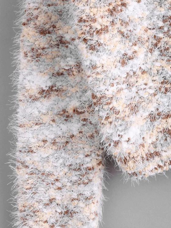 Fuzzy Chenille Confetti Knit Sweater SWE210313425KHA Khaki / One-Size