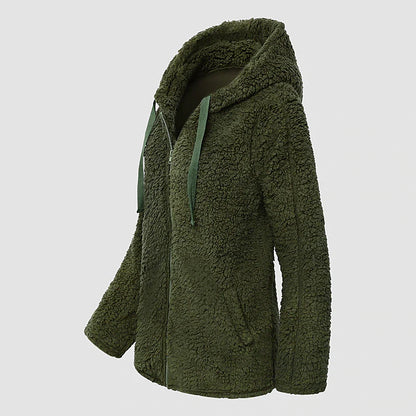 Chic & Modern Women's Sherpa Teddy Coat Zip-Up Hoodie for Daily Fall Wardrobe