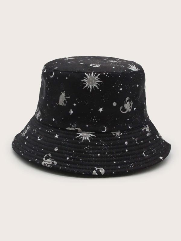Galaxy Pattern Bucket Hat for Women BUC210206091BLA Black