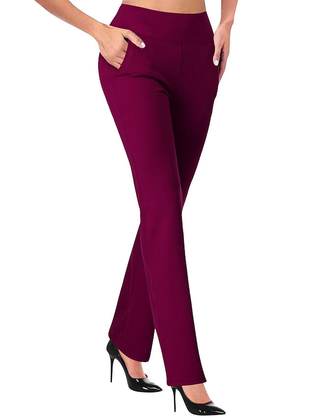 Women's Pants Trousers Straight Black Wine Navy Blue Trousers Casual Daily Pocket Full Length Outdoor Solid Colored S M L XL 2XL - LuckyFash™