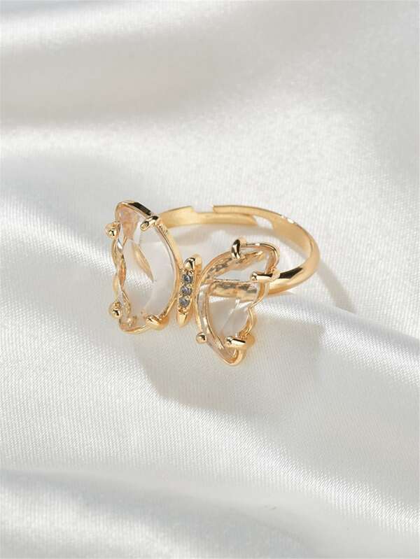Gemstone Decor Butterfly Decor Ring RIN210223092GOL Gold
