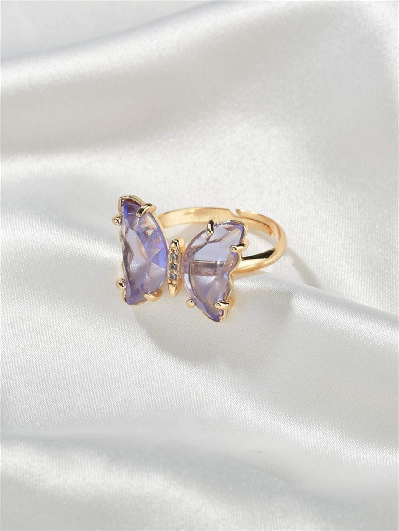 Gemstone Decor Butterfly Decor Ring RIN210223092PUR Purple