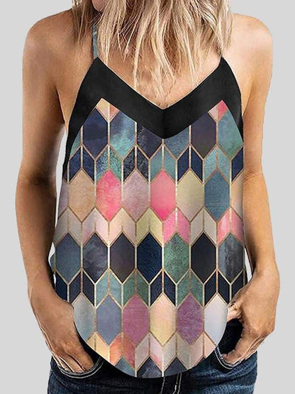 Geometric Pattern Print Camisole Vest