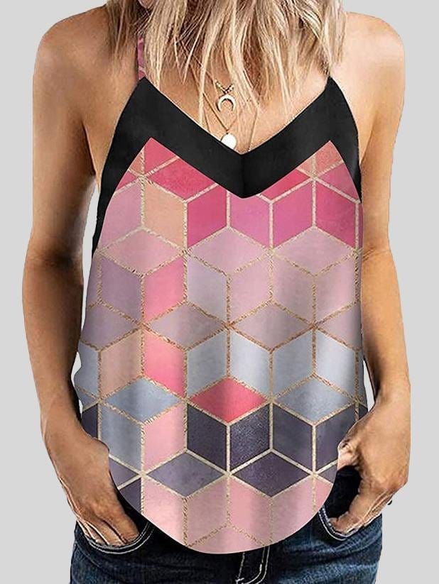 Geometric Pattern Print Camisole Vest