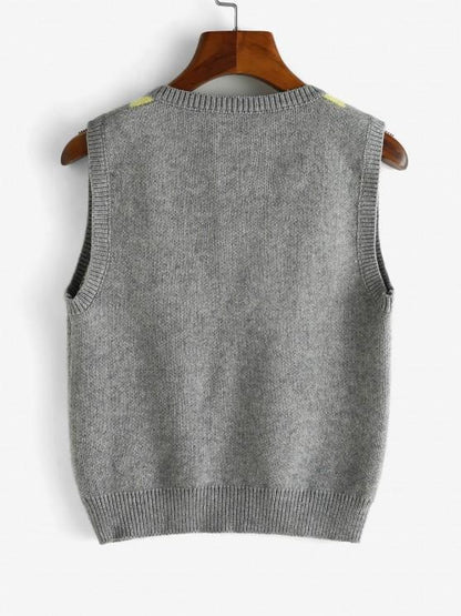 Geometry V Neck Sweater Vest SWE210313499GRE Grey / One-Size