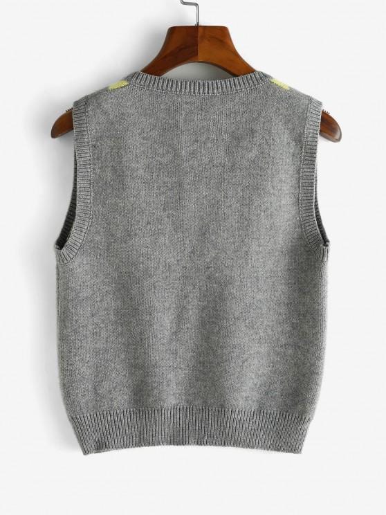 Geometry V Neck Sweater Vest for Women SWE210313499GRE Grey / One-Size