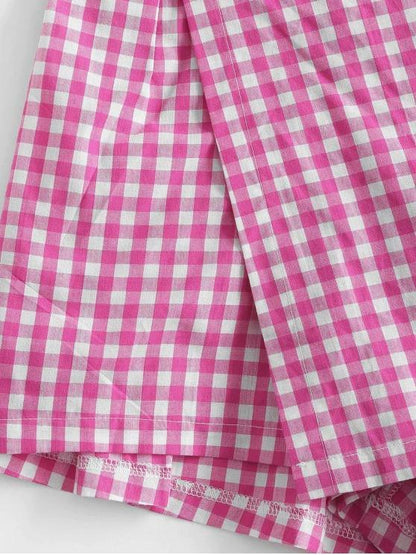 Gingham Back Knot Co Ord Set for Women