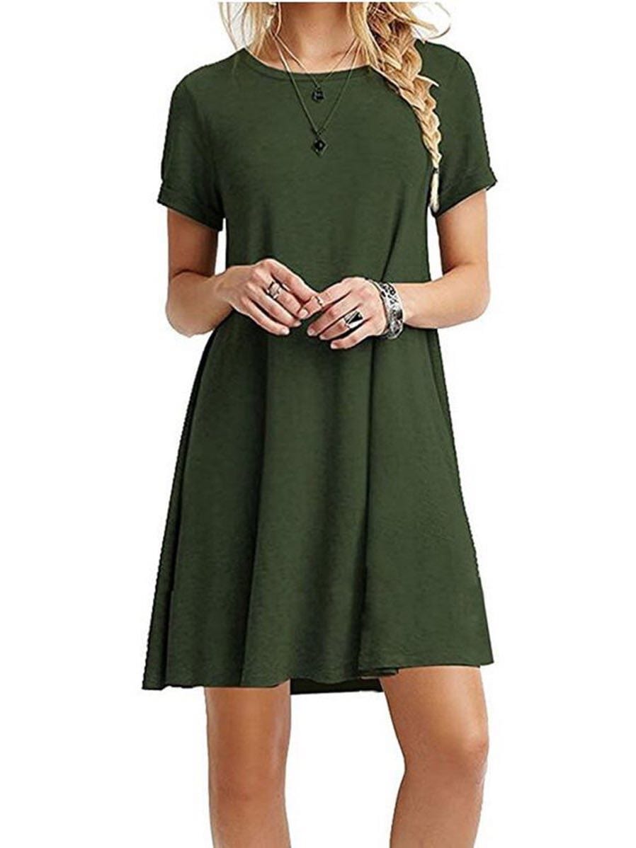 Girl'S Chiffon Dress With Round Neck And Short Sleeves DRE210130010SGre S / Green