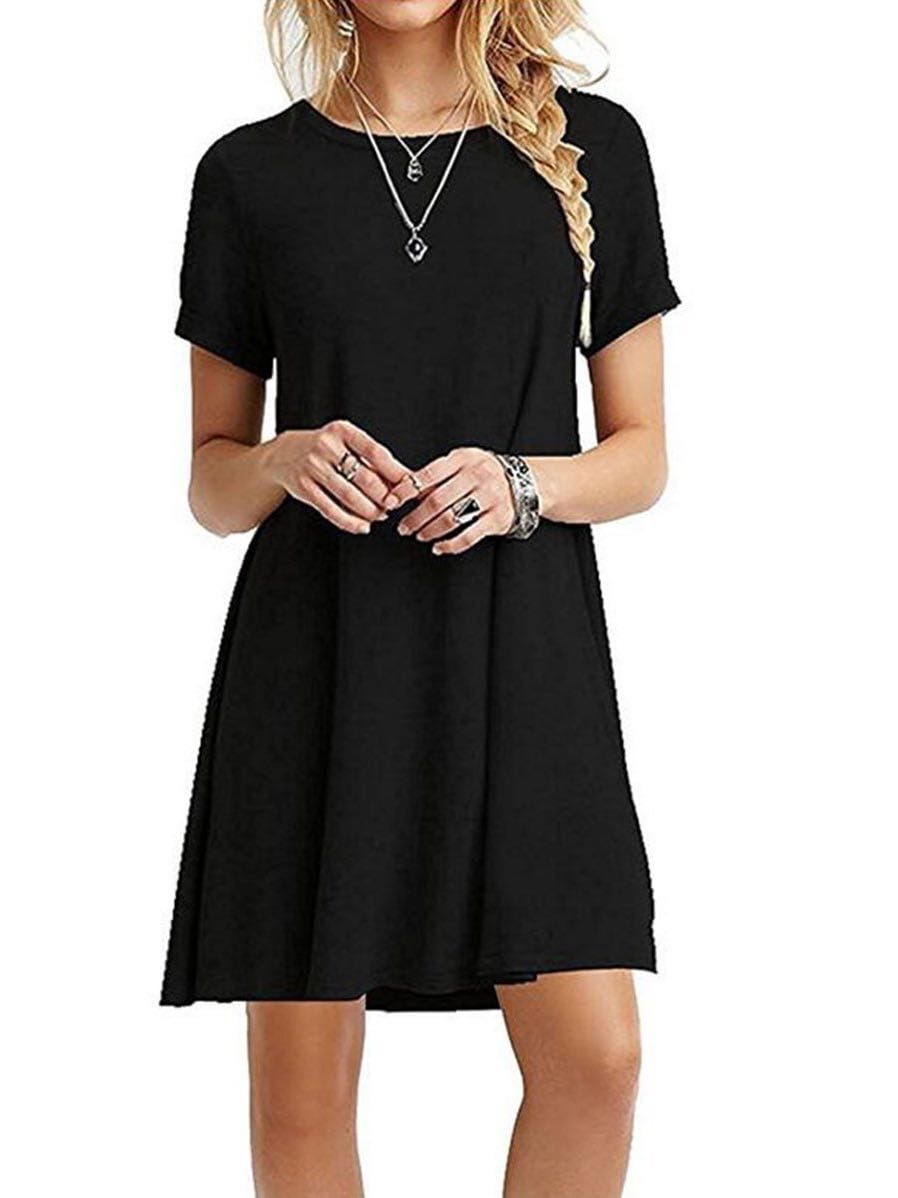 Girl'S Chiffon Dress With Round Neck And Short Sleeves DRE210130010SBla S / Black