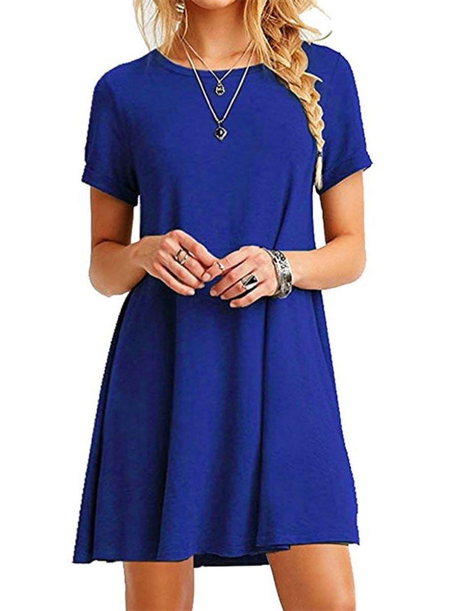 Girl'S Chiffon Dress With Round Neck And Short Sleeves DRE210130010SBlu S / Blue