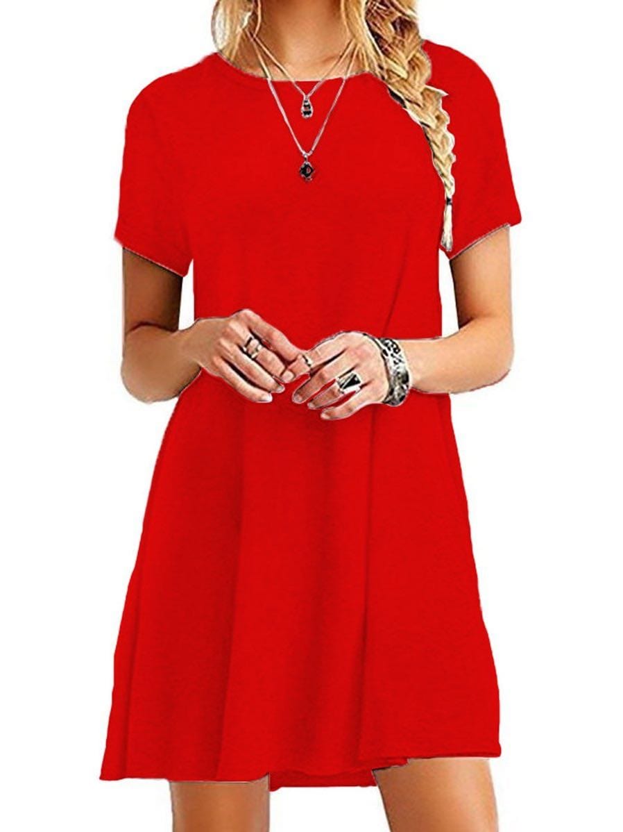 Girl'S Chiffon Dress With Round Neck And Short Sleeves DRE210130010SRed S / Red