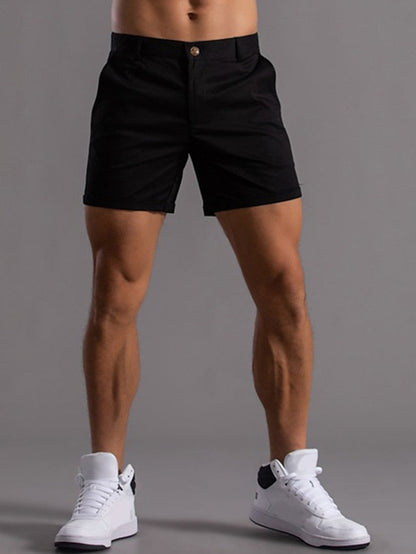 Men's Shorts Chino Shorts Bermuda shorts Work Shorts Pocket Plain Comfort Breathable Short Daily 100% Cotton Stylish Casual Black White Micro-elastic - LuckyFash™