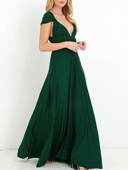 Gorgeous Deep V Tie Long Dress MAXI2105141808DARS Dark Green / S