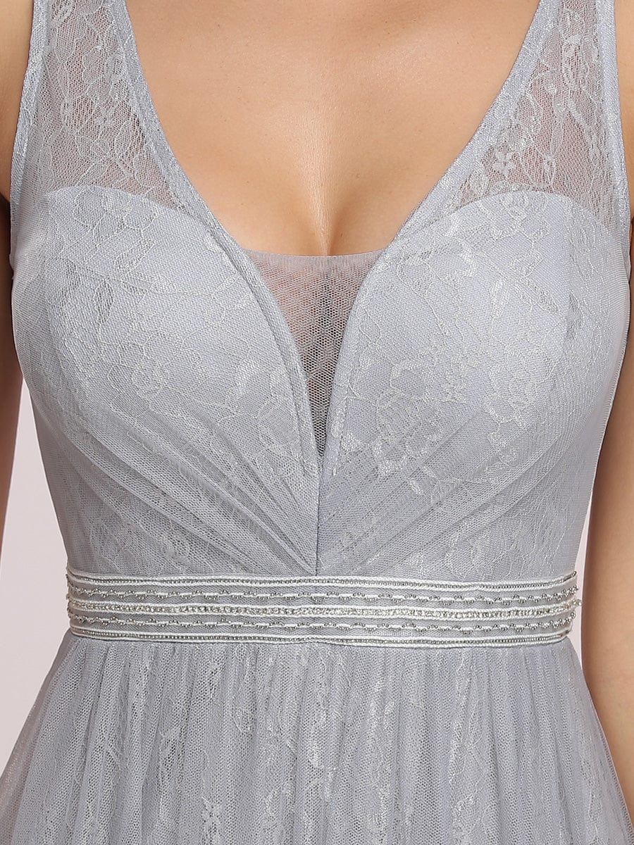 Gorgeous V Neck Lace & Tulle Maxi Wholesale Bridesmaid Dress