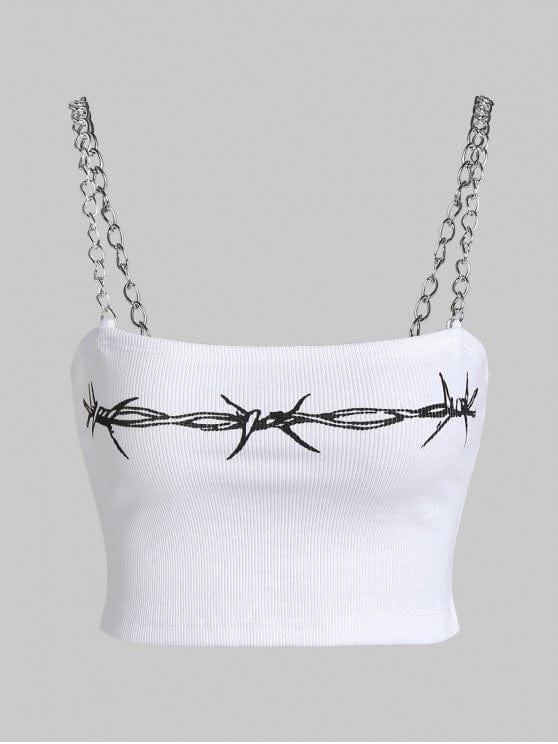 Graphic Chains Ribbed Crop Top for Women