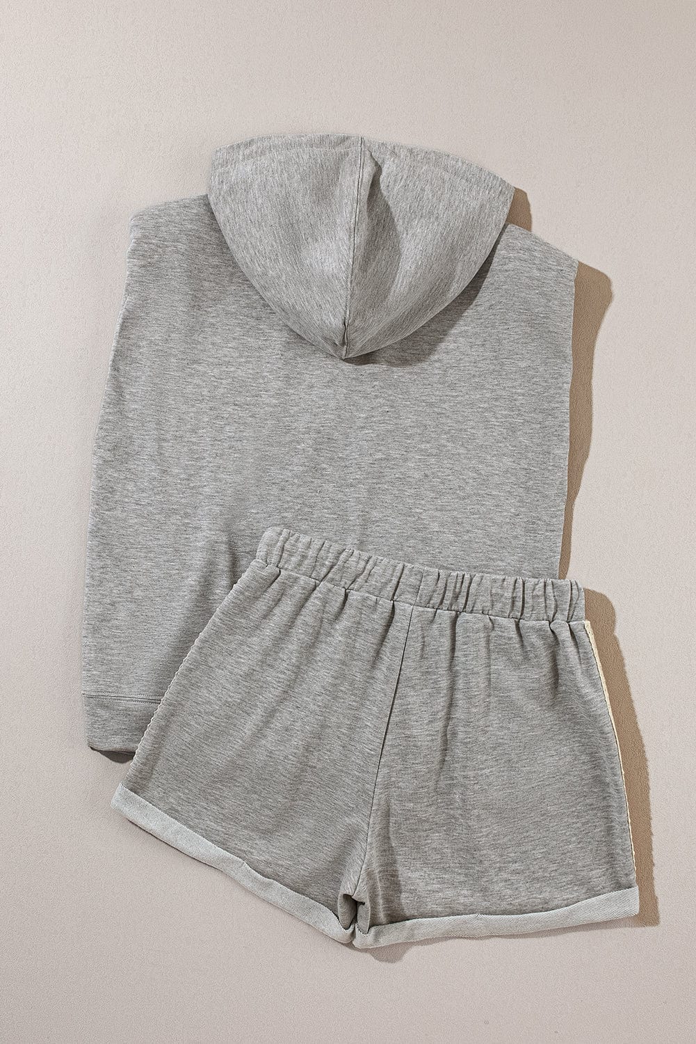 Gray Hooded Tank Top and Shorts Set with Adjustable Drawstring