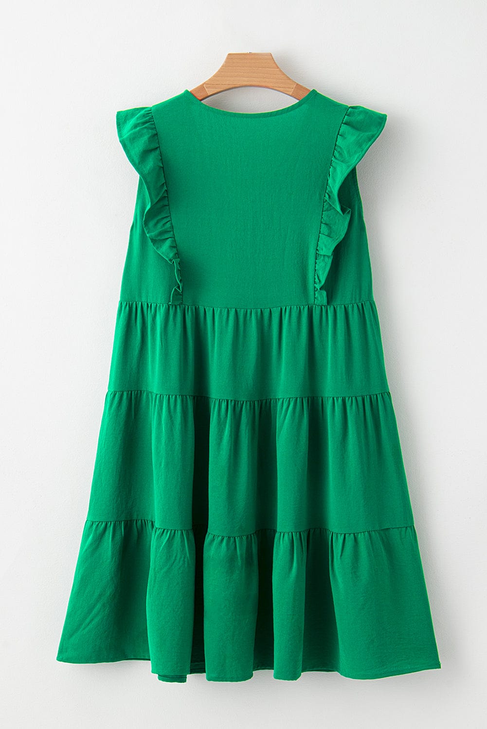 Green V Neck Ruffle Tiered Mini Dress - Stylish Choice for a Chic Ensemble