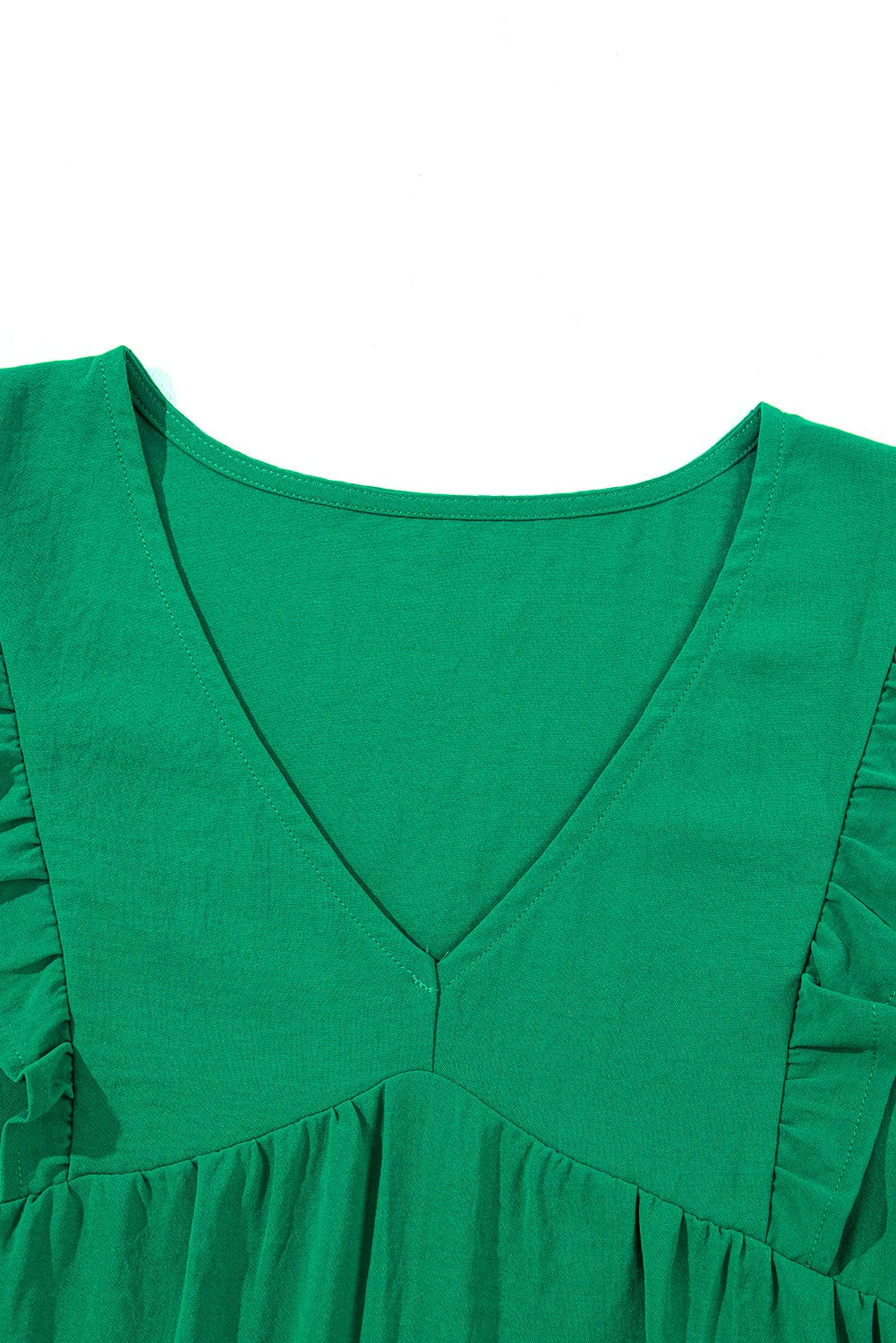 Green V Neck Ruffle Tiered Mini Dress - Stylish Choice for a Chic Ensemble