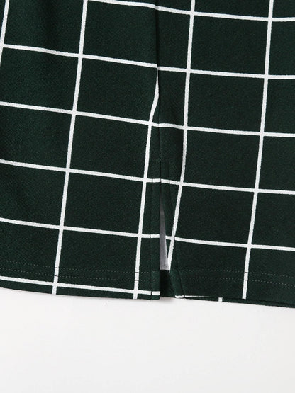 Grid M-Slit Mini Bodycon Skirt