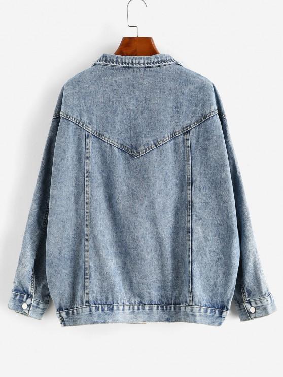 Grunge Snap Button Big Pocket Dolman Sleeve Denim Jacket for Women JAC210311168BLU Blue / One-size