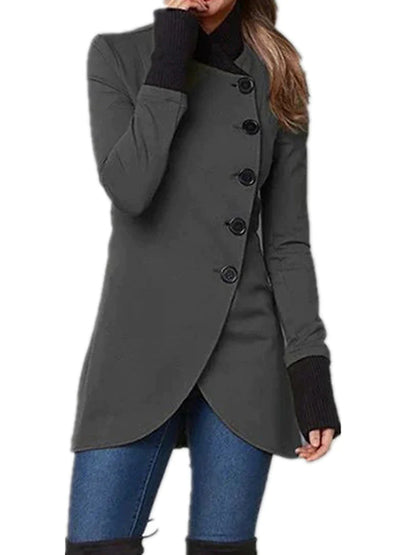 Women's Coat Outdoor Daily Wear Going out Fall Winter Coat Stand Collar Regular Fit Windproof Warm Comtemporary Stylish Casual Jacket Long Sleeve Plain Slim Fit Black Wine Army Green