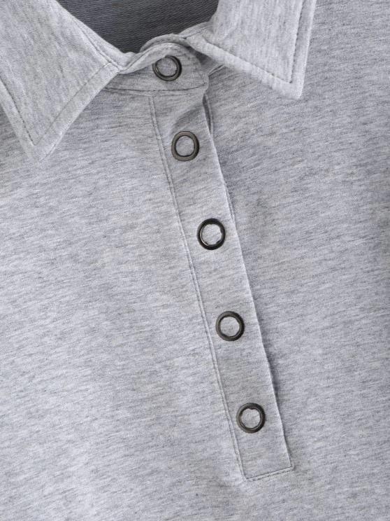 Half Button Toggle Drawstring Hem Cropped Sweatshirt