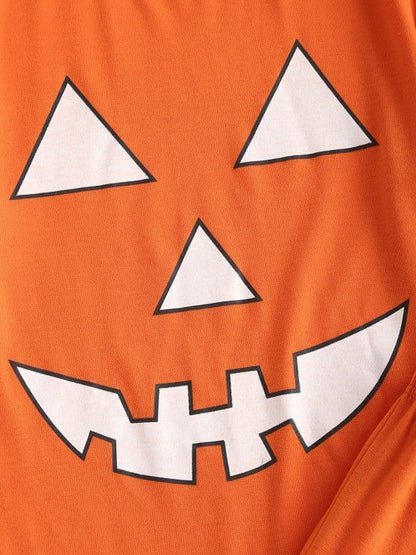 Halloween Funny Pumpkin Face Two Piece Pants Set