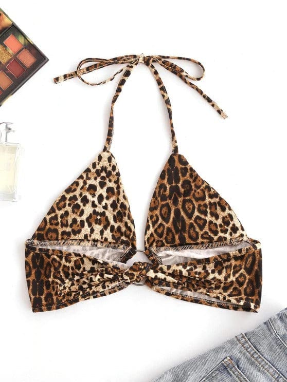 Halter Leopard O-ring Bralette Top