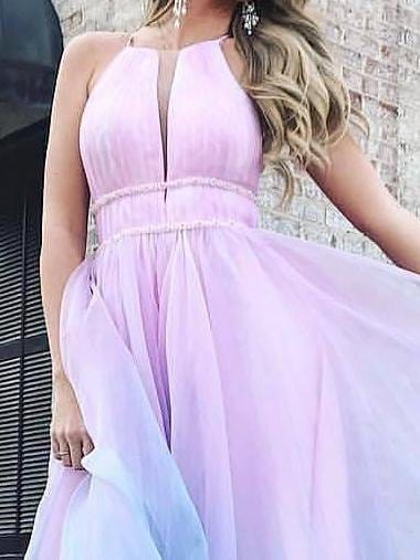 Halter Sleeveless Deep V-Neck Formal Dress for Women