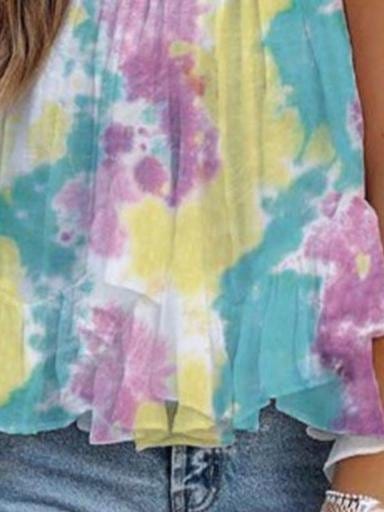 Halter Sleeveless Tie-Dye Printing Tank Tops