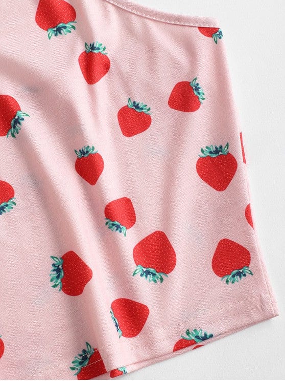 Halter Strawberry Crop Top for Women