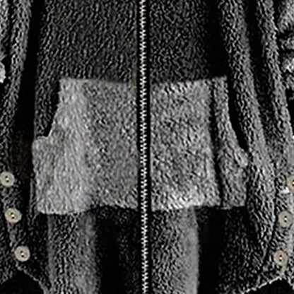 Women's Plus Size Teddy Coat Winter Coat Button Pocket Plain Causal Holiday Long Sleeve Hooded Regular Winter Fall Green Black L XL XXL 3XL 4XL