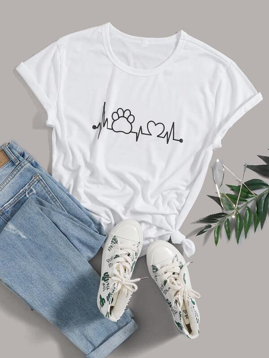 Heart And Letter Graphic Tee temp2021286121 S / White