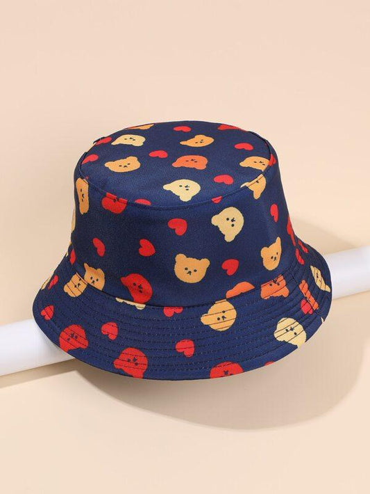 Heart Print Bucket Hat for Women BUC210302156BLU Blue